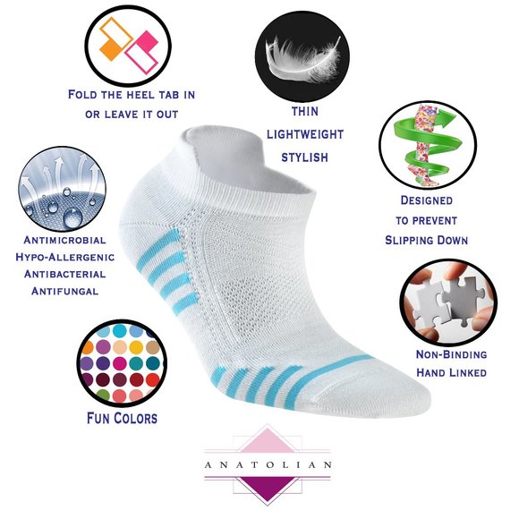 Bamboo Low Cut Ankle Socks with back Heel Tab Natural Thin Athletic Comfort Fit - Picture 3 of 4